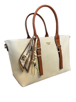 ATEMBERAUBENDE NEUE JAHRESZEITEN XXL SHOPPER TYP HIGH FASHION TASCHE IN BEIGE/HELLBRAUN RIEMEN WOW