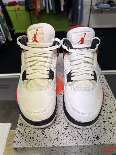 Size 8 - Jordan 4 Retro Mid Red Cement White Red Black DH6927-161 - Picture 4 of 10