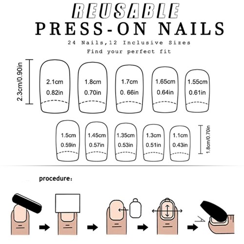 48 Pcs Christmas False Nails with Snowflake Designs Short Square Press On Nails - Picture 2 of 8