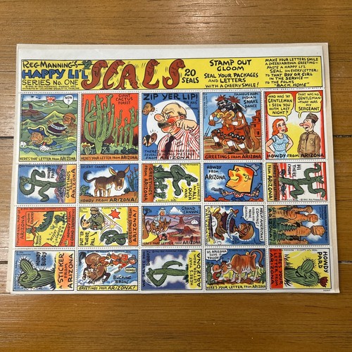 USA "Happy Li'l Seal" Series by Reg Manning, Series No. 1 Stamp Sheet Tucson, AZ