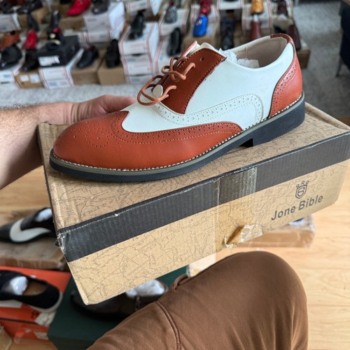 Santimon Herren US 8 Braun/Weiß Schnürschuhe Elegant Schuhe Budapester Oxford-Schuhe Zuschauer S - Bild 4 von 10