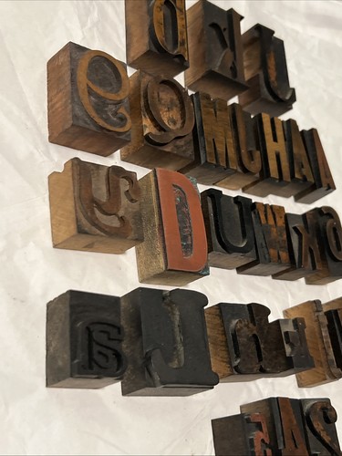 Letterpress Printer Wooden Block Lot 27 Printing Press Stamps Letters Numbers - Picture 12 of 12