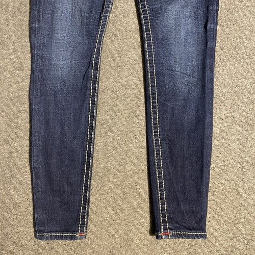 True Religion Jeans 27 Halle High Rise Super Skinny Dark Wash Rot Dicke Nähte - Bild 15 von 16