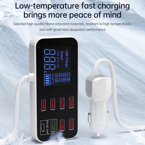 Chargeur de voiture USB PD5V1A QC3.0 petit écran 8 ports Allume-cigare A13 - Picture 12 of 14