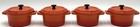 Pier 1 Mini Cocotte Dutch Oven Baking Dish Orange Stoneware Lids Set of 4