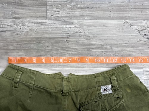 Kikomo Shorts Womens 5/6 Green High Waist Cotton Pleated Relaxed Summer Cuffed - Picture 6 of 7