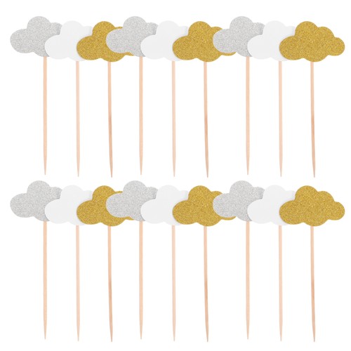  150pcs Cloud Shaped Cupcake Topper Decoration Birthday Cake Supplies - Wood - Picture 6 of 12