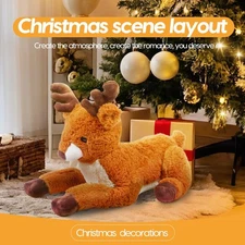 24" Large Christmas Reindeer Plush Toy Stuffed Animal Big Soft Holiday Decor Gif