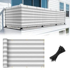 3ft Deck Privacy Fence Screen shade Panels Covers with Grommets Porch Gray Strip