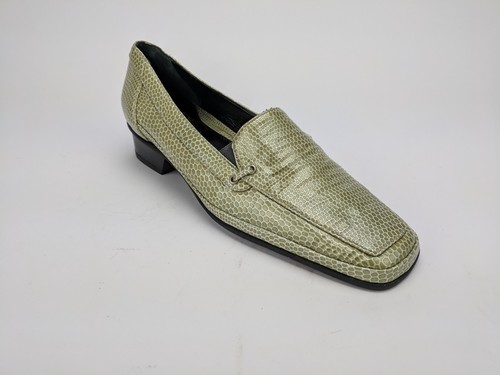 Amalfi by Rangoni Round Toe Patent Leather Loafer Heel Green Italy Size 7 S - Picture 5 of 12