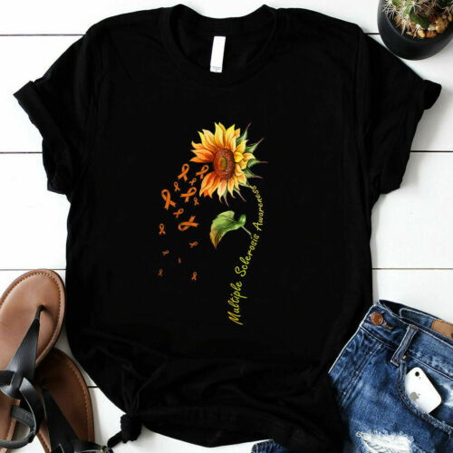 Sunflower MS Multiple Sclerosis Awareness Warrior Orange Ribbon TShirt