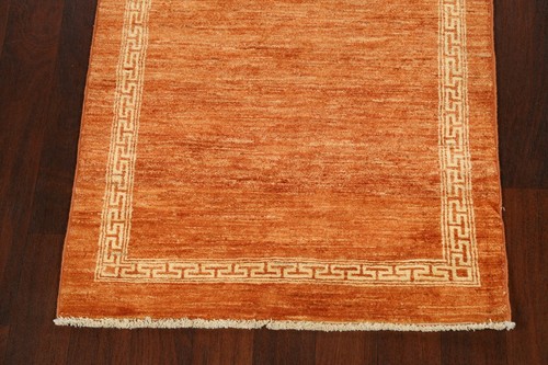 Modern Bordered Gabbeh Oriental Area Rug Hand-Knotted Wool ORANGE Carpet 3x5 New - Picture 6 of 12