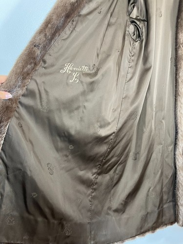 Clásico Abrigo de Piel MINK Cinturón Marrón Medio Oscuro Mujer Grande 45" Largo - Imagen 4 de 6