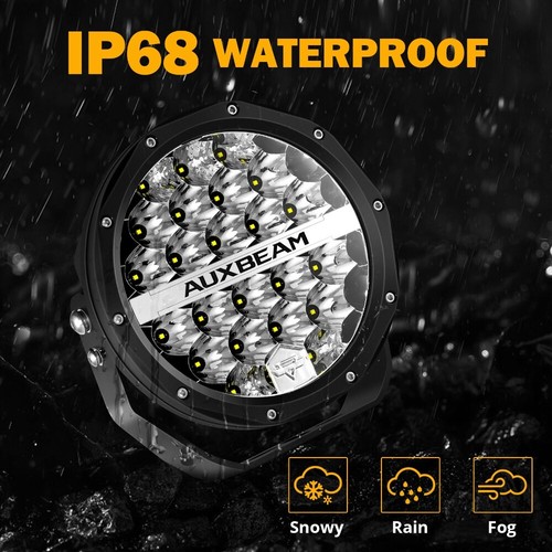 AUXBEAM 7 In Round Work Light Bar LED Spot Round Truck Car SUV 4X4 ATV Off Road - Picture 3 of 10