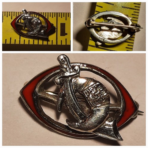 Vintage 14k Weißgold Freimaurer Shriners Emaille Krawatte Revers Emblem Pin  - Bild 1 von 11