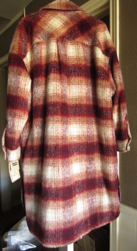 Levi's Women's Long Length Red Plaid Shirt Jacket, Small, New With Tags - Picture 11 of 15
