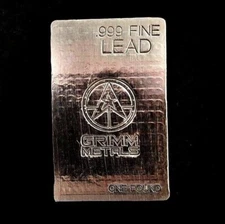 1 Pound .999 Fine Lead Bullion Bar - Hand Poured & Stamped - Grimm Metals