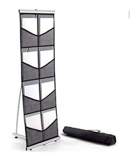 Portable Literature Display Rack Mesh 8 Pocket Tradeshow Vendor Floor Stand Blk
