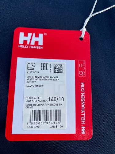 Helly Hansen Boys BLUE Loen Fleece Jacket $90, Size: 10 - Picture 2 of 5