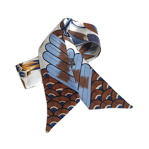 Pure Twill Silk Scarf Ribbon Chain Print Fashion Slim Head Band Neck Tie 90x5cm - Picture 30 of 35