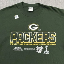 Green Bay Packers Size M Shirt Super Bowl Big Logo 4 Time Champion Training Camp