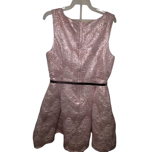 "Place" Metallic Dusty Rose Sleeveless Party Dress Girls Sz 8 Fully Lined Belted - Picture 5 of 11