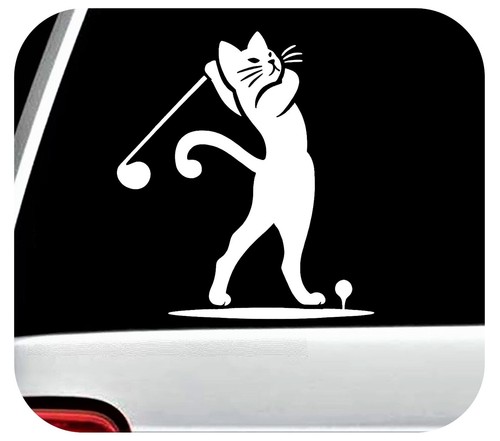 Katze spielt Golf Aufkleber Golf Cat Golfer Sticker für Autoscheibe BG2102 - Bild 1 von 10