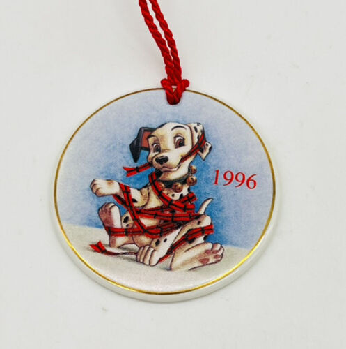 Disney Store 101 Dalmatiner 1996 rund Weihnachten hängend Ornament gefleckt Hund - Bild 4 von 6