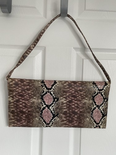 Ladies Pink Mix SASHA Animal Print Faux Leather Shoulder Clutch Bag BNWT - Picture 8 of 15