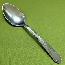 Unknown MFG. UNF601 Teaspoon Stainless 6" Long Scroll Tip Leaves Glossy