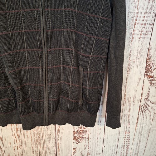 Tasso Elba Quarter Zip Sweater Mens L Gray Windowpane Cotton - Picture 4 of 8