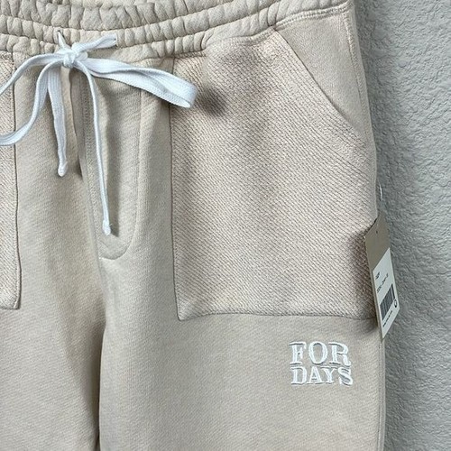 NWT For Days Beige Cream Jogger Sweatpants Recycled Unisex Sz S - Picture 2 of 10