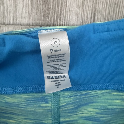 Ivivva By Lululemon Blue & Multicolor Capri Crop Leggings Girls Size 12 - Picture 6 of 10