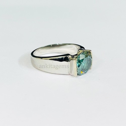 2.50CT Azul Creado en Laboratorio Diamante Anillo En 925 Plata VVS1 Certificado - 第 3/4 張圖片
