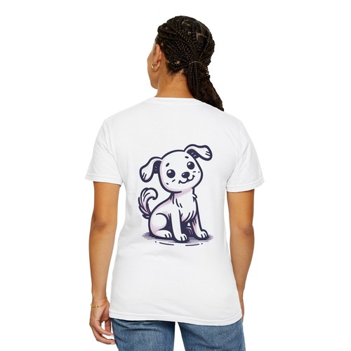 Camiseta unisex teñida con prendas con lindo estampado de perrito - Imagen 7 de 7