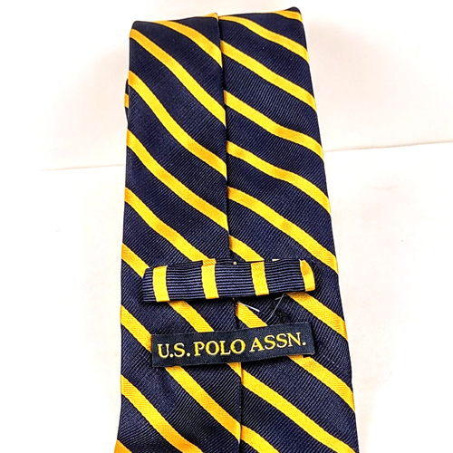 Polo Association 100% Silk Repp Tie Navy Blue /Gold Stripes 58.5” X 3.5” Classic - Picture 4 of 7