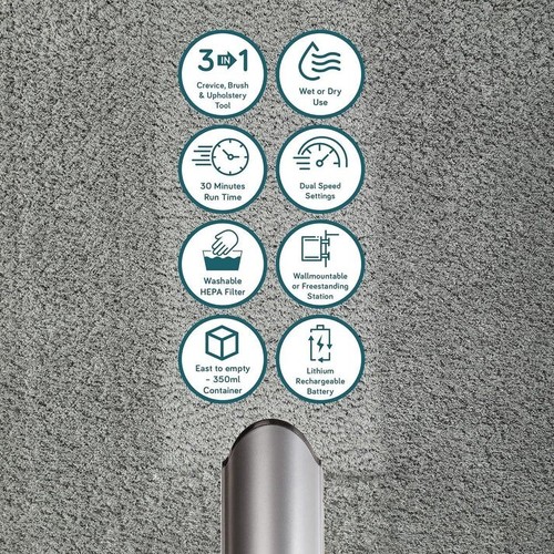 HomeLife Aspirapolvere portatile senza fili 11,1 V - Grigio - Foto 6 di 7