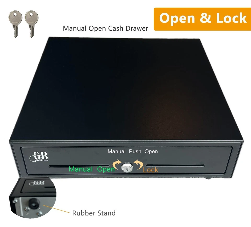 Cajón de caja registradora 16" sistema POS 5 billetes 5 monedas 3 formas de desbloqueo Foto 3 de 4