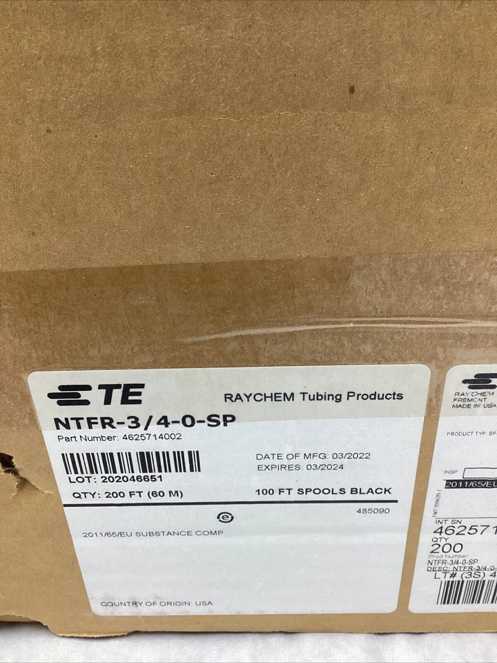 Tubo termorretráctil negro TE Connectivity Raychem NTFR-3/4-0-SP 4625714002 100 pies Foto 2 de 2