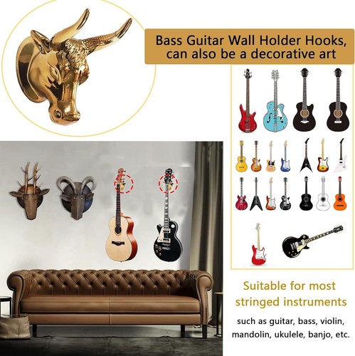 Perchas de guitarra Bull Head montaje en pared gancho ajustable soporte exhibición de instrumentos EE. UU. - Imagen 10 de 10