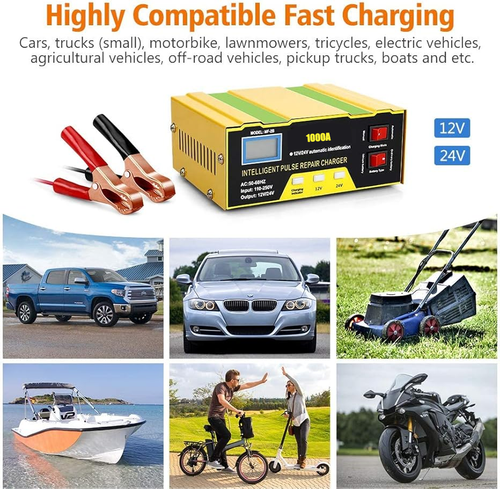 1000A Heavy Duty Car Battery Charger 12V/24V Trickle / Fast, Vehicle HGV Lorry - Picture 9 of 12