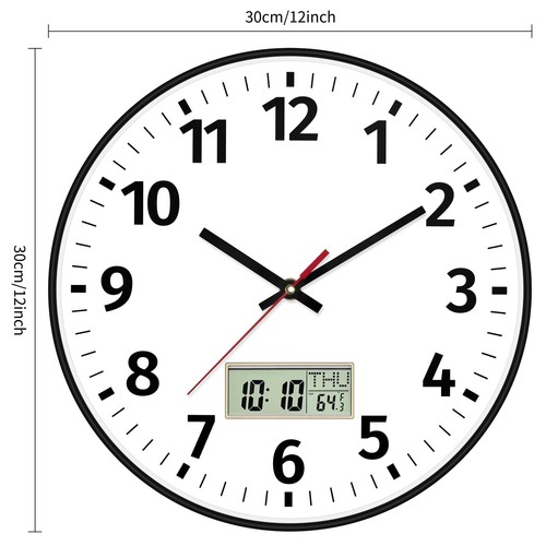 Digital Wall Clock with Time Day of Week and Temperature Silent Non-Ticking B... - Picture 5 of 8