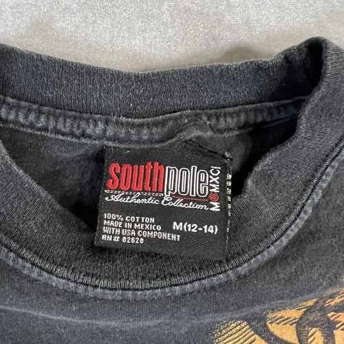 Vintage Y2K Southpole T Shirt Youth Medium Black Cyber Graphic Goth 2000s RARE - Picture 3 of 7