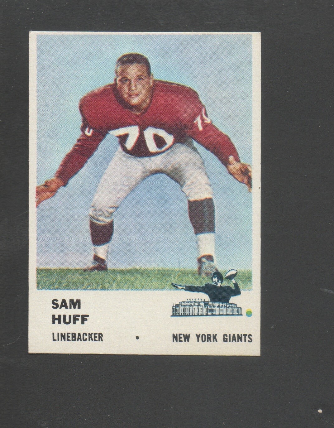 1961 Fleer Football Card #74 Sam Huff-New York Giants Ex Mint Card