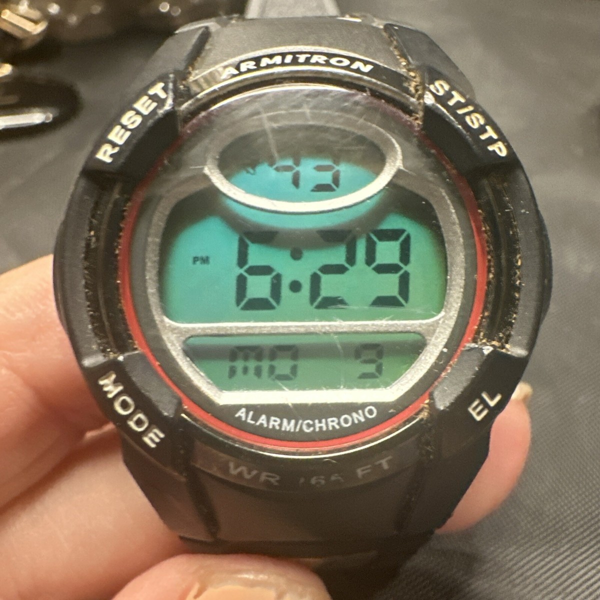 MODERN Costume Jewelry ARMITRON All Sport Digital Watch 45 6975 Black Band