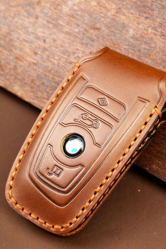 Real Genuine Leather Key Cover Car Key Fob Bag Case Keychain Keyring L for BMW - Picture 19 of 26