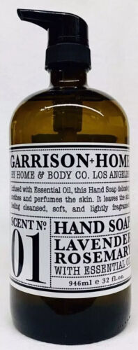 Garrison Home & Body Co Lavendel Rosmarin Handseife Glasflasche 32 fl oz JUMBO