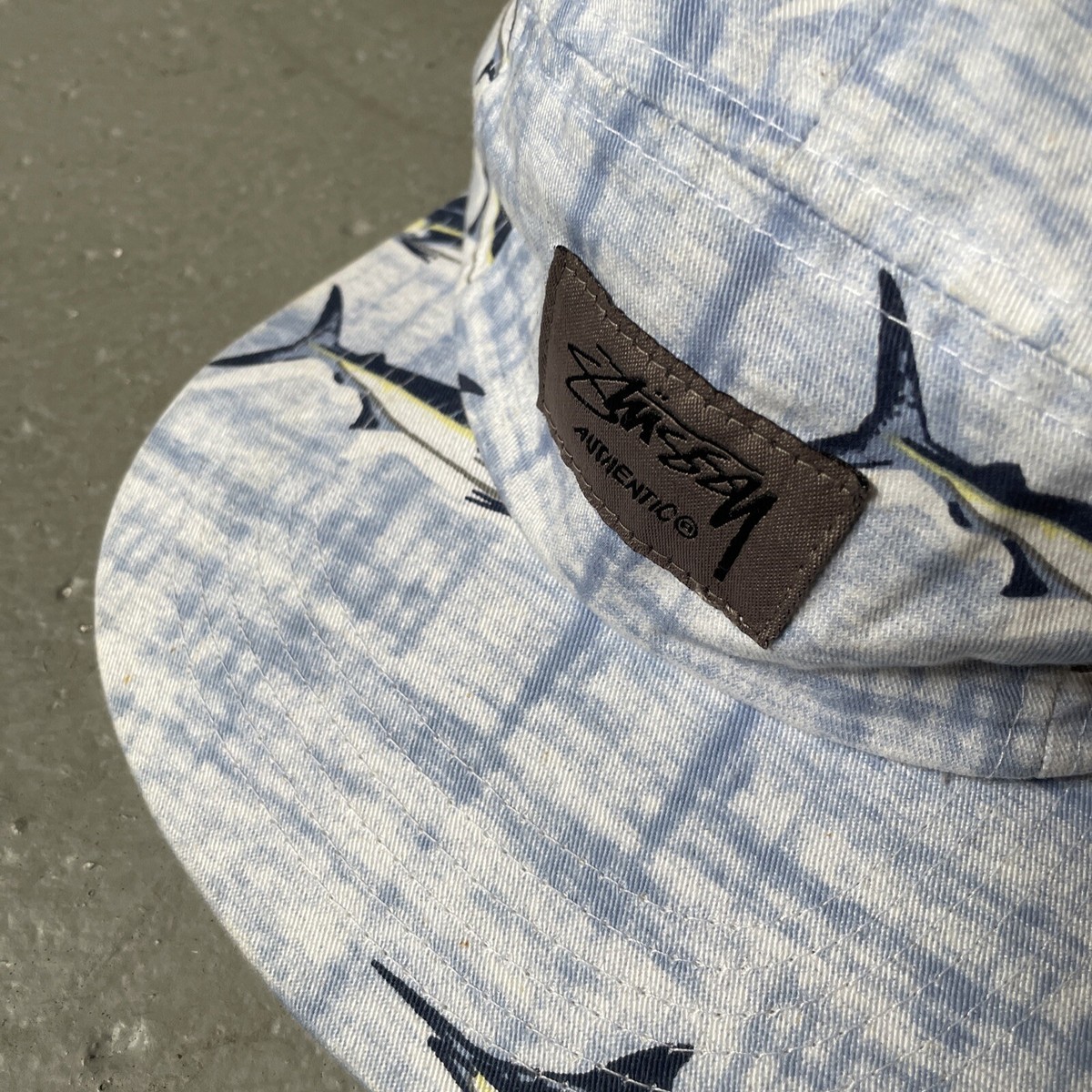 Vintage Stussy 1990s-Y2K 5-Panel Marlin Print Skateboarding Surf