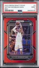 2023 PANINI PRIZM DRAFT PICKS RED PRIZM #2 VICTOR WEMBANYAMA 75/299 PSA 9