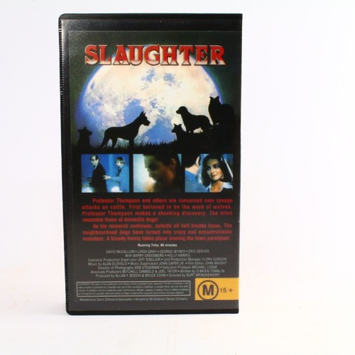 Vintage Horror VHS - DOGS (Alt. Title SLAUGHTER) 1977 ● w/ Plastic Sleeve MINT - Picture 7 of 12